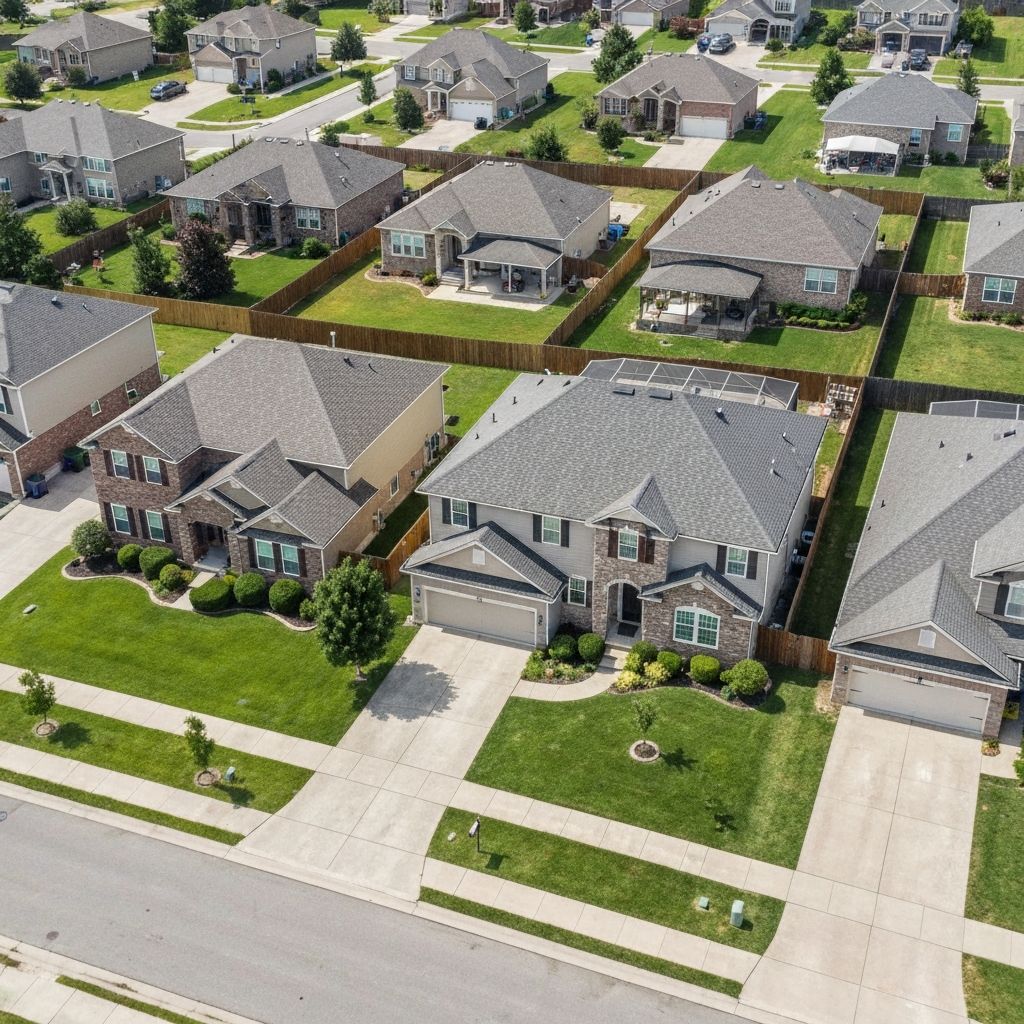 Aerial view of comparable homes in a neighborhood