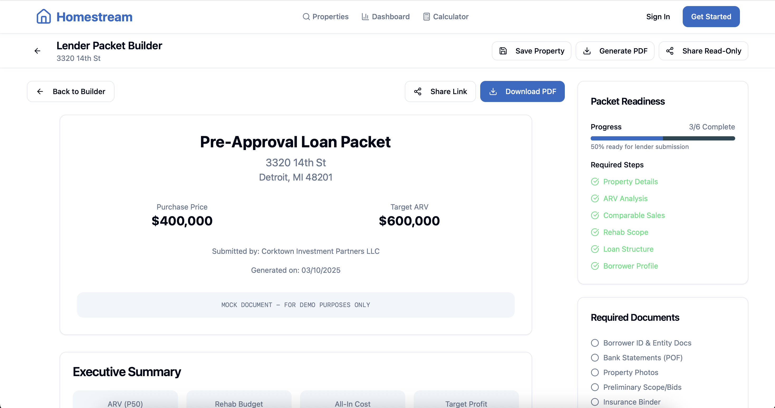 Lender Packet Builder